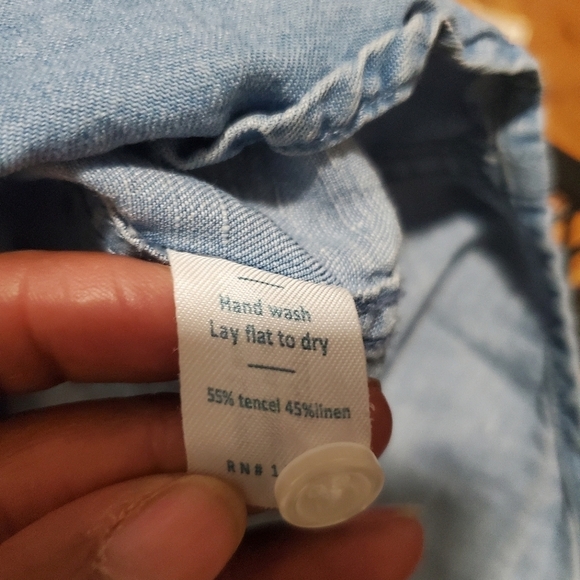 Marine Layer Womens Blue Chambray Denim Button Down Shirt Size X-Small - Picture 6 of 6